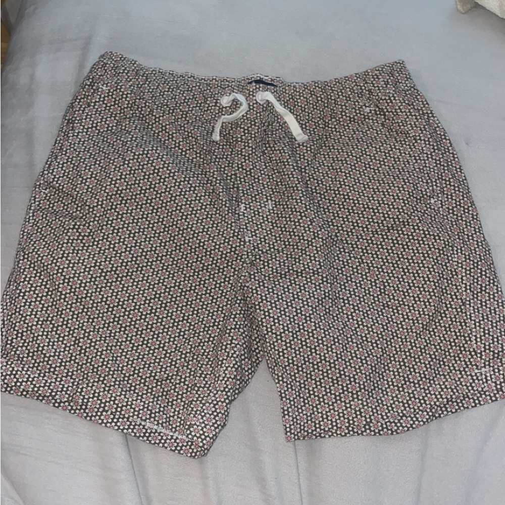 johnnie-O brown with pink flowers Swim Shorts